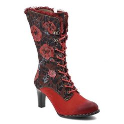 Czerwone Kozaki Laura Vita Stylowe Obuwie Damskie Premium. Czerwone kozaki damskie Laura Vita, bez wzorów, z koronki, bez obcasa, na obcasie, bez zapięcia. Za 409.00 zł.
