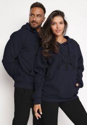 Granatowa Dzianinowa Bluza z Kapturem Nisrat. Niebieskie bluzy męskie Born2be, l, z aplikacjami, z dzianiny, z kapturem. Za 74.99 zł.