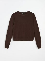 Jednolity sweter z wełną - dark grey jeans. Szare swetry nierozpinane damskie Sinsay, l, bez wzorów, z jeansu, bez kołnierzyka, bez ramiączek. Za 79.99 zł.