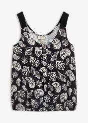Top z mieszanki wiskozy. Czarne topy damskie bonprix, bez wzorów, z wiskozy, bez kołnierzyka, bez ramiączek. Za 37.99 zł.
