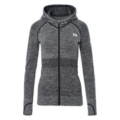 Damska bluza z kapturem zapinana na zamek IQ Intelligence Quality Iwero. Szare bluzy damskie IQ, l, bez wzorów, z elastanu, eleganckie, bez ramiączek, z kapturem. Za 203.10 zł.