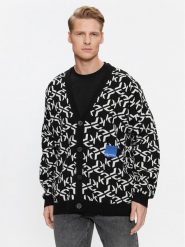 KARL LAGERFELD Kardigan Klj Monogram Jacquard Cardigan 236D2050 Czarny Regular Fit. Czarne swetry męskie Karl Lagerfeld Jeans, m, bez wzorów, z syntetyku, bez kołnierzyka, bez ramiączek. Za 679.99 zł.