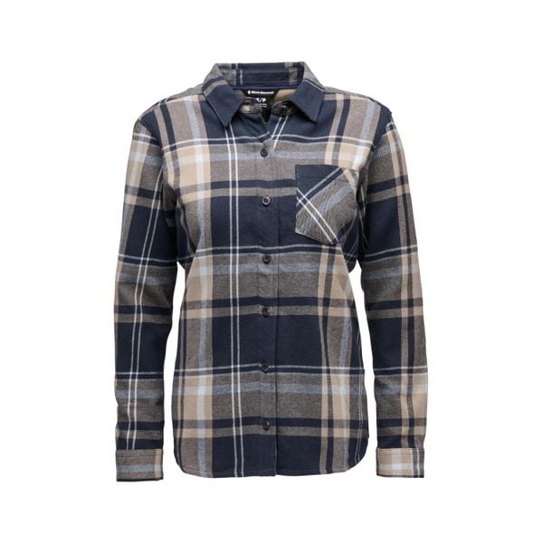 Bluzka damska Black Diamond Project Flannel. Niebieskie bluzki damskie Black Diamond, bez wzorów, z bawełny, sportowe, bez kołnierzyka, bez ramiączek. Za 412.50 zł.