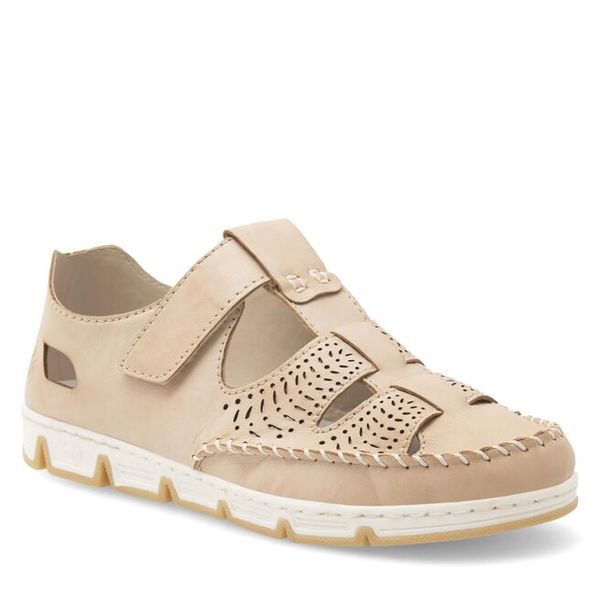 Półbuty Rieker. Brązowe półbuty damskie Rieker, bez wzorów, bez obcasa, na płaskiej podeszwie, bez zapięcia. Za 219.99 zł.