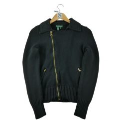 Second life - Damski sweter na zamek błyskawiczny - Jak nowy. Czarne swetry nierozpinane damskie Ralph Lauren, bez wzorów, sportowe, bez kołnierzyka, bez ramiączek. Za 153.32 zł.