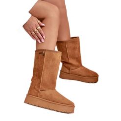 Wysokie Śniegowce Na Platformie Big Star OO274893 Camel brązowe. Brązowe śniegowce damskie bez zapięcia. Za 205.59 zł.