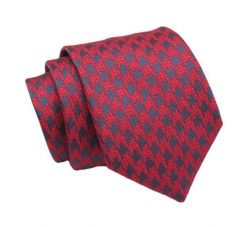 Klasyczny Krawat, Czerwono-Granatowy w Pepitkę, Męski, 7cm -Angelo di Monti. Czerwone krawaty i muchy Angelo di Monti, bez wzorów, z tkaniny, eleganckie. Za 45.00 zł.
