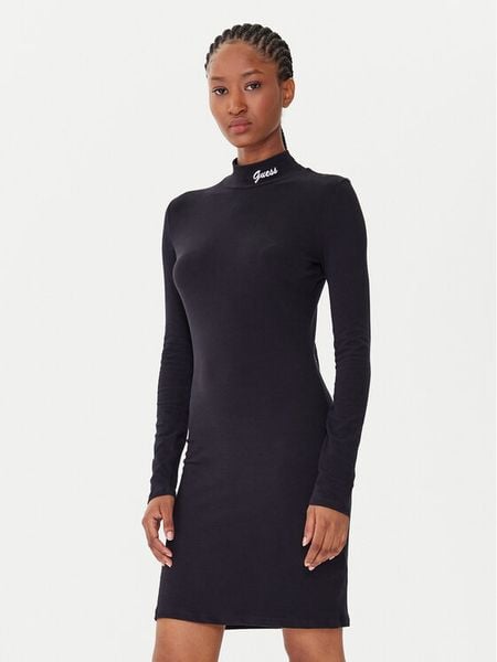 Guess Sukienka codzienna V5BK04 KCBF1 Czarny Slim Fit. Czarne sukienki damskie Guess, na co dzień, xxs, z aplikacjami, z bawełny, bez kołnierzyka, bez ramiączek, proste. Za 179.99 zł.