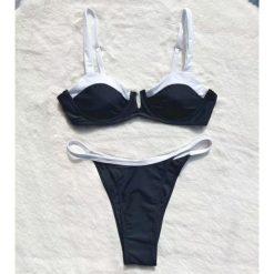 Strój kąpielowy dwuczęściowy push-up plażowy Feiga. Czarne bikini Intica, bez wzorów, z materiału. Za 159.00 zł.