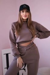 Komplet ocieplany z krótką bluzą mocca. Bluzy damskie KESI, l, bez wzorów, z bawełny, bez ramiączek, bez kaptura. Za 317.83 zł.