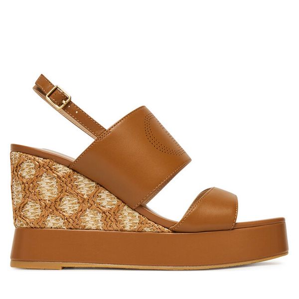 Sandały Liu Jo. Brązowe sandały damskie Liu Jo, bez wzorów, bez obcasa, na koturnie, bez zapięcia. Za 539.99 zł.