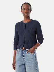 Tommy Jeans Kardigan DW0DW23458 Granatowy Regular Fit. Niebieskie kardigany damskie Tommy Jeans, s, bez wzorów, z jeansu, bez kołnierzyka. Za 409.99 zł.