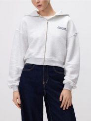 Rozpinana bluza z kapturem - jasnoszary. Szare bluzy damskie Reserved, l, bez wzorów, z bawełny, bez ramiączek, z kapturem. W wyprzedaży za 59.99 zł.