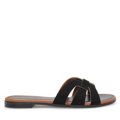 Klapki Lasocki. Czarne klapki damskie Lasocki, bez wzorów, bez obcasa, bez zapięcia. Za 119.99 zł.