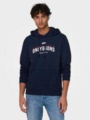 Only & Sons Bluza Lenny 22028594 Granatowy Regular Fit. Niebieskie bluzy męskie Only & Sons, m, bez wzorów, z bawełny, bez ramiączek, bez kaptura. W wyprzedaży za 79.99 zł.