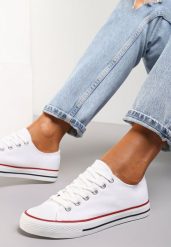 Białe Klasyczne Trampki z Niską Cholewką Darling Tyrel. Białe trampki i tenisówki damskie Renee, bez wzorów, z jeansu, przed kostkę, bez zapięcia. Za 44.99 zł.