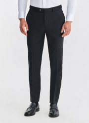 PAKO LORENTE - Wełniane czarne spodnie garniturowe. Czarne garnitury męskie Pako Lorente, m, bez wzorów, z wełny, biznesowe. Za 799.99 zł.