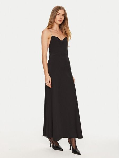 Eleh Sukienka wieczorowa E00312 Czarny Regular Fit. Czarne sukienki damskie Eleh, l, bez wzorów, z syntetyku, wizytowe, bez kołnierzyka, bez ramiączek. Za 319.99 zł.