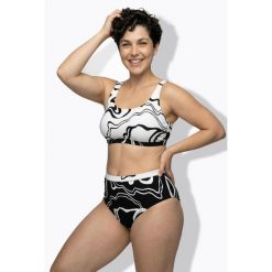 Damskie Bikini wzór w linie bez miękkich miseczek ramiączka z regulacją. Czarne stroje kąpielowe damskie Ulla Popken, plus size, bez wzorów, z elastanu. W wyprzedaży za 191.99 zł.