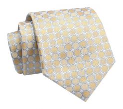 Krawat - ALTIES - Żółto-Złoty w Grochy. Żółte krawaty i muchy Alties, bez wzorów, z tkaniny, eleganckie. Za 49.00 zł.