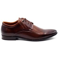 Olivier Buty wizytowe 482 brązowe. Brązowe buty wizytowe męskie bez wzorów, z jeansu, bez obcasa, bez zapięcia. Za 367.89 zł.