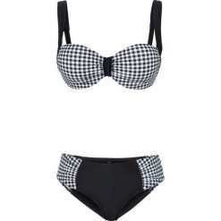 Bikini na fiszbinach (2 części) bonprix czarno-biały w kratę. Czarne bikini bonprix, bez wzorów. Za 99.99 zł.