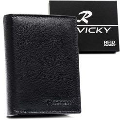 Czarny portfel męski ze skóry naturalnej mieszczący dowód rejestracyjny - Rovicky. Czarne portfele męskie ROVICKY, bez wzorów, ze skóry. Za 45.00 zł.