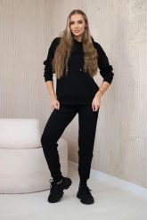 Komplet sweterkowy Bluza + Spodnie czarny. Czarne bluzy damskie KESI, l, bez wzorów, z poliesteru, eleganckie, bez ramiączek, bez kaptura. Za 317.83 zł.