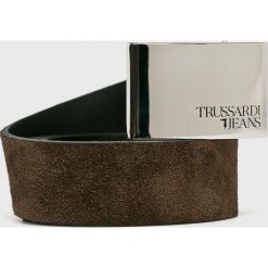 Trussardi Jeans - Pasek. Brązowe paski męskie TRUSSARDI JEANS, z jeansu. W wyprzedaży za 249.90 zł.