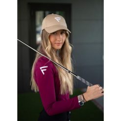 Languagepl Czapka golfowa Merino – Regulowana, oddychająca, lekka, ochrona UV. Brązowe czapki damskie FLAIRWAY GOLF, bez wzorów, sportowe. Za 106.00 zł.