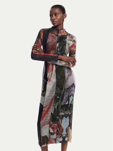 Desigual Sukienka codzienna Carson 24WWVK59 Kolorowy Slim Fit. Sukienki damskie Desigual, na co dzień, s, bez wzorów, z syntetyku, bez kołnierzyka, bez ramiączek, proste. Za 539.99 zł.