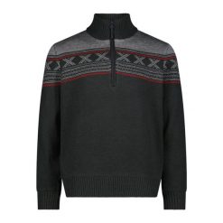 Sweter dzianinowy z kołnierzem na zamek CMP. Czarne swetry męskie CMP, m, bez wzorów, z dzianiny, eleganckie, bez kołnierzyka, bez ramiączek. Za 451.95 zł.