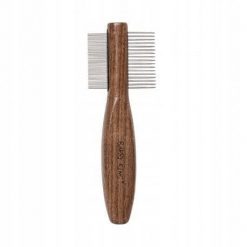 Ekskluzywny grzebie� dwustronny, dla zwierz�t, r�czka drewno orzechowe, metalowe z�by, wym. 5x14,3cm. Golarki i trymery Garden&Fun. Za 44.71 zł.