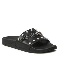Klapki Liu Jo. Czarne klapki damskie Liu Jo, bez wzorów, bez obcasa, bez zapięcia. Za 259.99 zł.