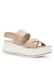 Lasocki Sandały DELEY ARC-4883-09 Beżowy. Brązowe sandały damskie Lasocki, bez wzorów, ze skóry, bez obcasa, na koturnie, bez zapięcia. Za 159.99 zł.