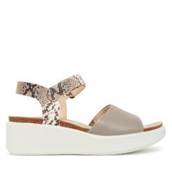 Sandały ECCO. Brązowe sandały damskie ecco, bez wzorów, bez obcasa, na koturnie, bez zapięcia. Za 479.99 zł.