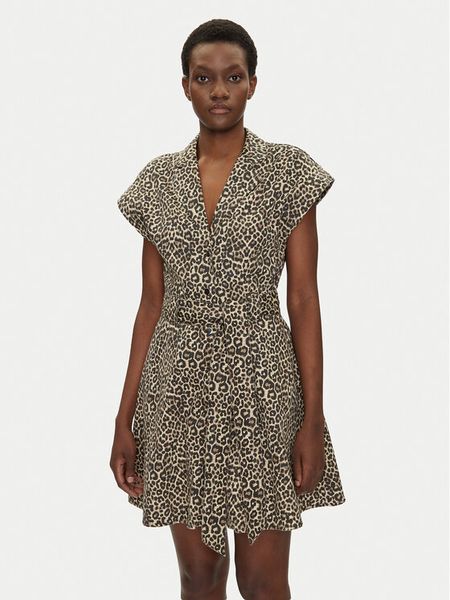 Morgan Sukienka koszulowa 251-REVAM Brązowy Regular Fit. Brązowe sukienki damskie Morgan, bez wzorów, z bawełny, bez kołnierzyka, bez ramiączek, koszulowe. Za 239.99 zł.