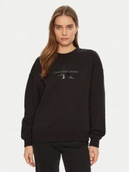 Calvin Klein Jeans Bluza Glossy Monologo J20J224724 Czarny Regular Fit. Czarne bluzy damskie Calvin Klein Jeans, xxs, bez wzorów, z bawełny, bez ramiączek, bez kaptura. Za 239.99 zł.