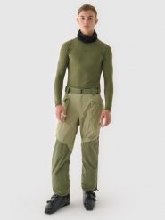 4F Spodnie narciarskie membrana 10000 męskie - oliwkowe/khaki XL. Brązowe spodnie sportowe męskie 4F, m, bez wzorów, z dzianiny, narciarskie. W wyprzedaży za 249.99 zł.