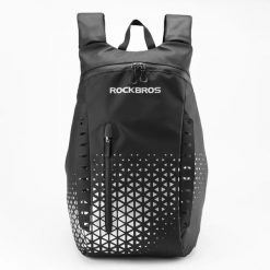 Plecak podróżny na rower motor z uchwytem na kask. Czarne plecaki męskie ROCKBROS, bez wzorów, z materiału. Za 179.99 zł.