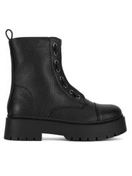 DeeZee Botki HY13123-18A Czarny. Czarne botki damskie DeeZee, bez wzorów, ze skóry, bez obcasa, na płaskiej podeszwie, bez zapięcia. Za 199.99 zł.