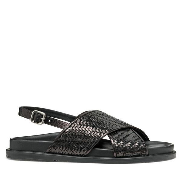 Sandały Geox. Czarne sandały damskie Geox, bez wzorów, bez obcasa, na płaskiej podeszwie, bez zapięcia. Za 449.99 zł.