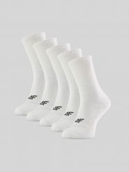 4F Skarpetki długie (5-pack) damskie - białe 35-38. Białe skarpetki damskie 4F, bez wzorów, z bawełny. Za 69.99 zł.