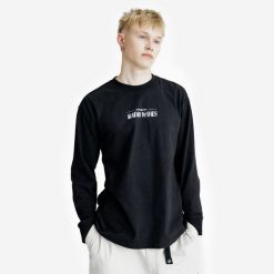 Koszulka długi rękaw męska Lifetech Graphic. Czarne bluzy męskie Decathlon, m, bez wzorów, z materiału, bez ramiączek, bez kaptura. Za 99.99 zł.