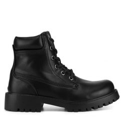 Trzewiki Clara Barson. Czarne botki damskie Clara Barson, bez wzorów, bez obcasa, na płaskiej podeszwie, bez zapięcia. Za 99.99 zł.