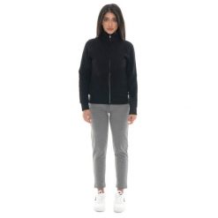 Bluza zimowa Damen ze Stehkragen und Reißverschluss, Leone 1947 Warkocz. Czarne bluzy damskie LEONE 1947 APPAREL, na zimę, bez wzorów, sportowe, bez ramiączek, bez kaptura. W wyprzedaży za 191.56 zł.