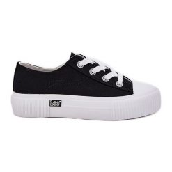 Trampki Damskie Na Platformie LEE Isla C Women Low 50251001 Czarne. Czarne trampki i tenisówki damskie bez wzorów, przed kostkę, bez zapięcia. Za 235.96 zł.