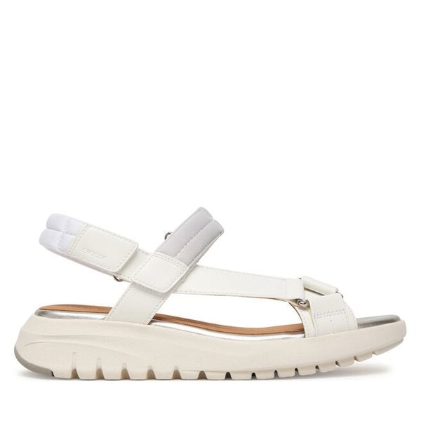 Sandały Geox. Białe sandały damskie Geox, bez wzorów, bez obcasa, na płaskiej podeszwie, bez zapięcia. Za 358.99 zł.