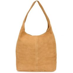 Shopperka skórzana VERA PELLE musztardowa U35. Shopperki damskie bez wzorów, ze skóry, zamszowe, bez dodatków. Za 153.99 zł.