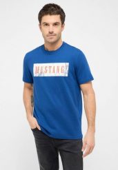 Męski T-Shirt Mustang Style Austin Navy Peony 1016274 5445. Niebieskie t-shirty męskie Mustang, m, bez wzorów, bez kołnierzyka, bez ramiączek. Za 69.99 zł.